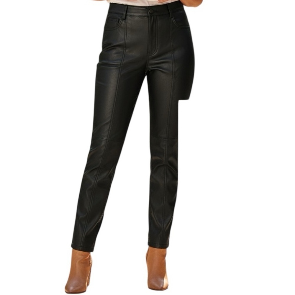 Zara Black Faux Leather Pants Women Size XS High Waist